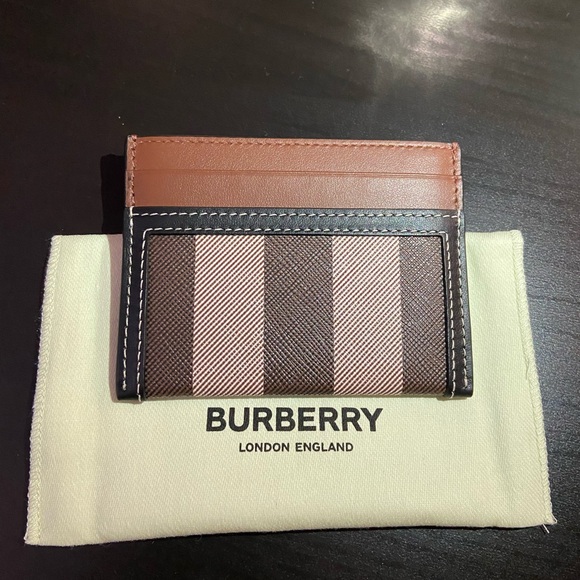 BURBERRY Sandon Dark Birch Brown Check Card Case Cardholder Authentic! NEW! - Picture 1 of 6